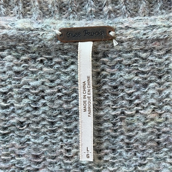 Free People Karina Slouchy Faux Wrap Knit V Neck Tan Multicolored Sweater, L - Picture 7 of 9